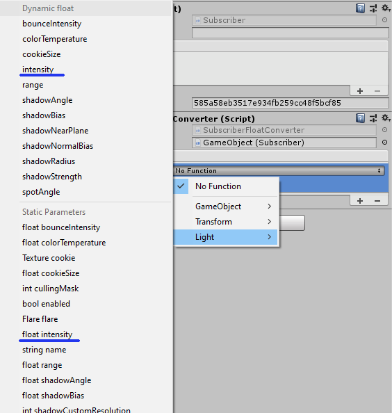 Difference dynamic and static parameters in Unity Actions