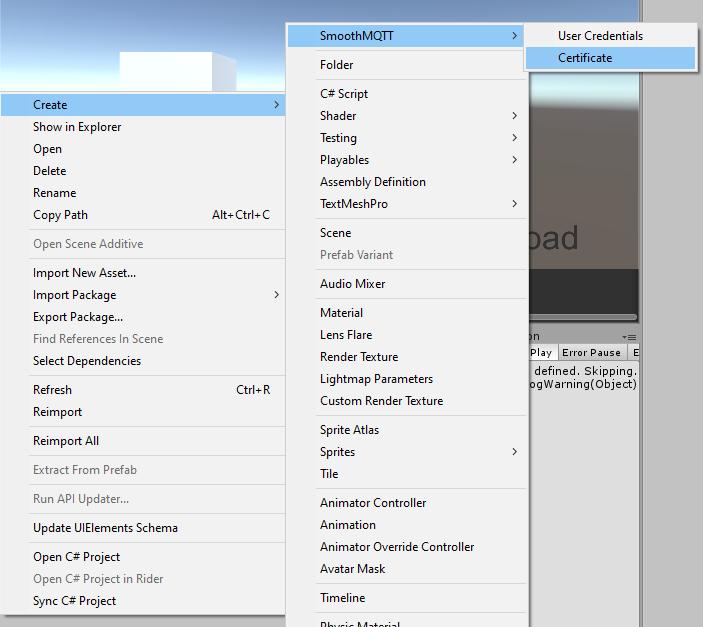 Create certificate asset